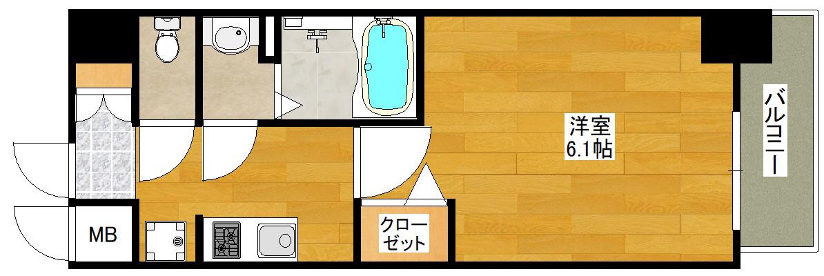 プレサンスブルーム東三国(1K/3階)の間取り写真