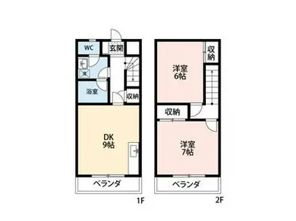 ウエストゴトウ(2DK/1階)の間取り写真