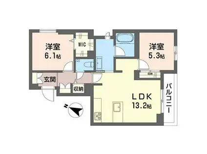 JR高崎線 鴻巣駅 徒歩11分 3階建 新築(2LDK/2階)の間取り写真