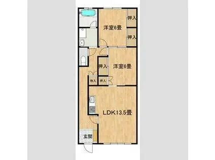 コトブキシティハイツ(2LDK/1階)の間取り写真