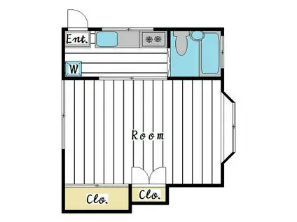 パークハイム桜川(1K/2階)の間取り写真