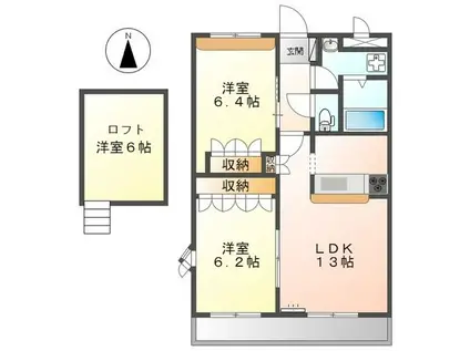 マウントック・レオ(2LDK/2階)の間取り写真