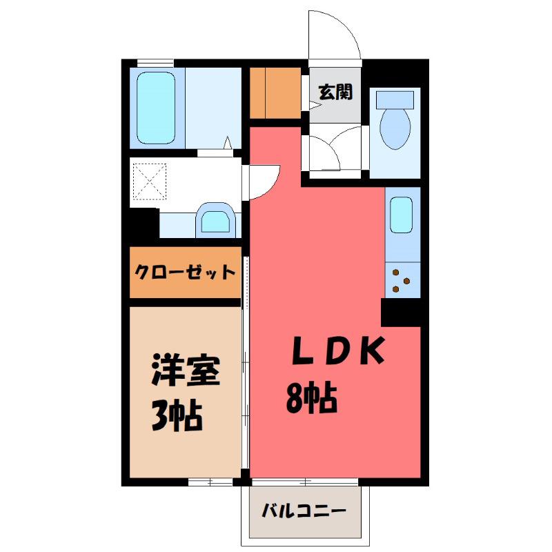 ブルーサファイア A(1LDK/2階)の間取り写真
