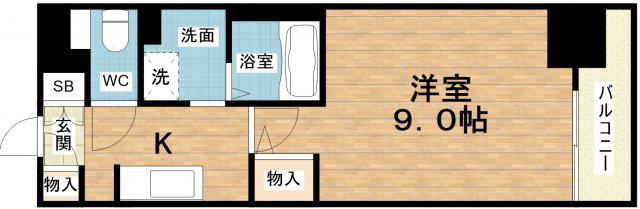 エグゼ心斎橋イースト(1K/4階)の間取り写真