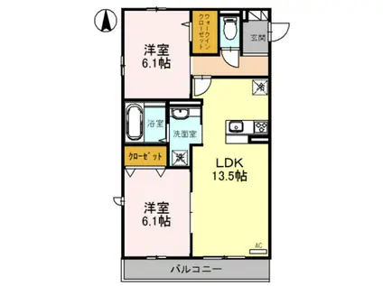 レスぺランス向陽台(2LDK/2階)の間取り写真