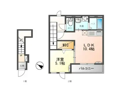 雫VII(1LDK/2階)の間取り写真