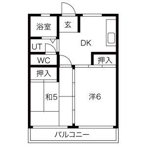 オーシマビル(2DK/4階)の間取り写真