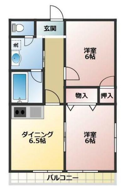 レーニア(2DK/2階)の間取り写真