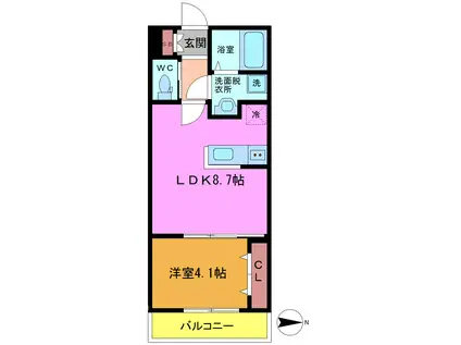 フロイデ津田沼(1LDK/1階)の間取り写真