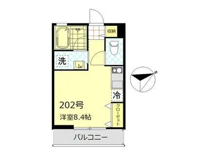 ウエスト SIDE赤羽(ワンルーム/2階)の間取り写真