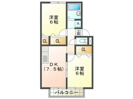 ル・クレール(2DK/2階)の間取り写真