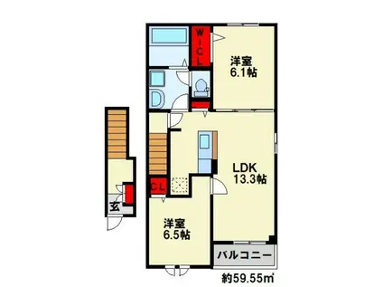 メゾン ド ジュネス II(2LDK/2階)の間取り写真