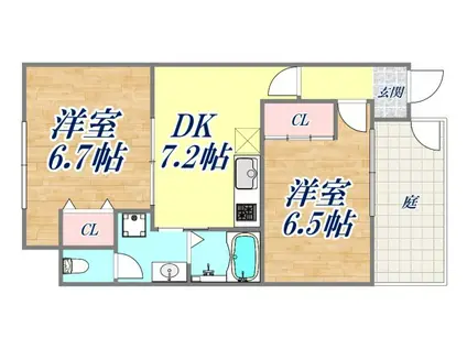 中島NO.11(2DK/1階)の間取り写真