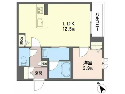 シャーメゾン 桜町(1LDK/1階)の間取り写真