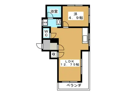 井上マンション(1LDK/3階)の間取り写真