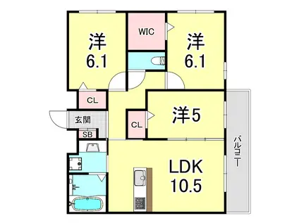 メゾン ド ラピスラジュリ(3LDK/1階)の間取り写真
