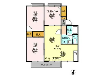 グランメールコホリ一番館(3LDK/1階)の間取り写真