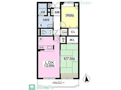 ヴィラ・クレスト旭が丘(2LDK/2階)の間取り写真