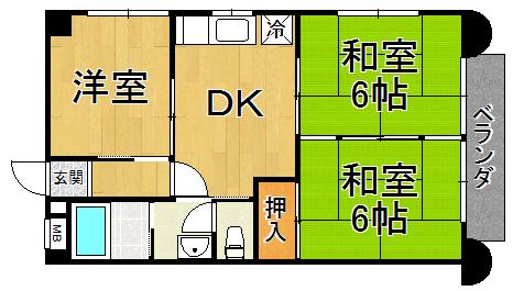 シャルマンフジ武庫之荘壱番館(3DK/3階)の間取り写真