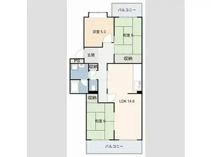 パストラルハイム明徳1番館(3LDK/5階)の間取り写真