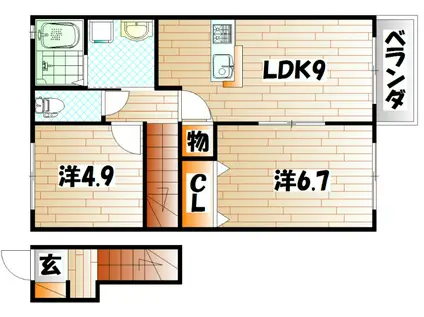 エルメゾン・霧が丘(2LDK/2階)の間取り写真