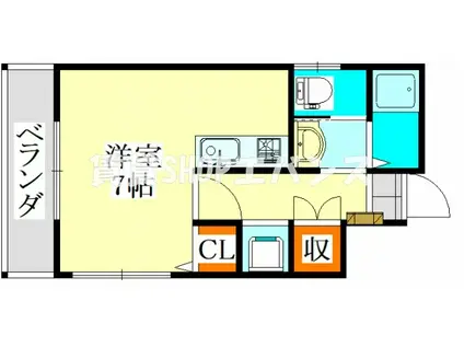 京成本線 京成大久保駅 徒歩16分 2階建 築13年(1K/1階)の間取り写真