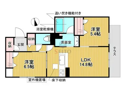 ラ カーサ 和(2LDK/2階)の間取り写真