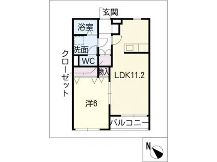 アムール幸II(1LDK/1階)の間取り写真