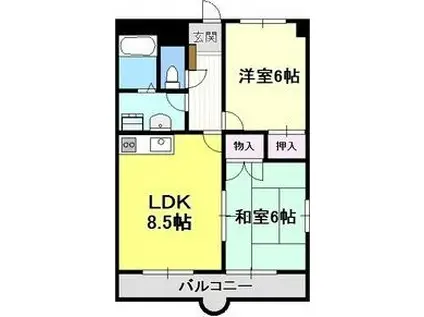 ルガール21(2DK/3階)の間取り写真