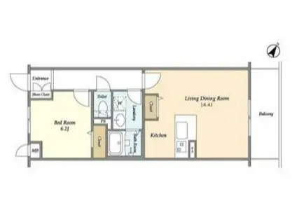 BLESS北新宿(1LDK/5階)の間取り写真