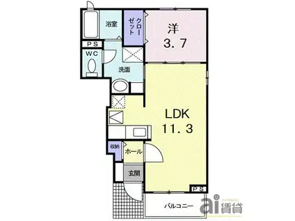 パークサイド(1LDK/1階)の間取り写真
