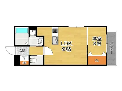 牧野阪アパート(1LDK/3階)の間取り写真