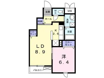 アイオーラ・ノア(1LDK/3階)の間取り写真