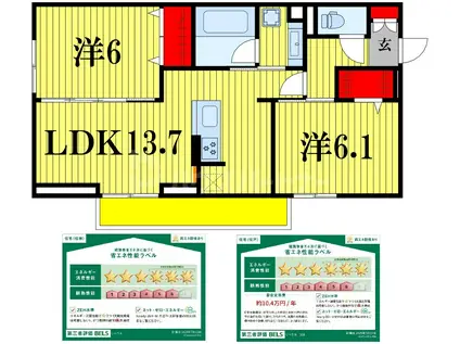 リベラル(2LDK/2階)の間取り写真