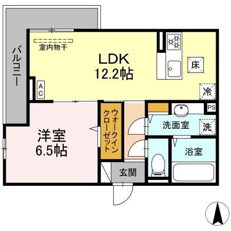 THREE(1LDK/1階)の間取り写真