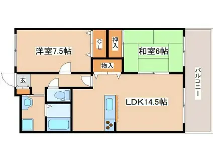 フルール滝野(2LDK/2階)の間取り写真