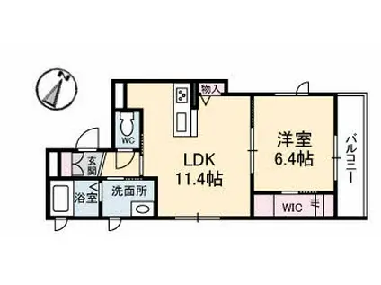 ベレオ田中(1LDK/2階)の間取り写真