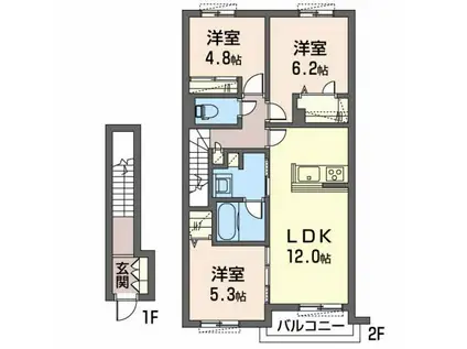ウィステリア(3LDK/2階)の間取り写真