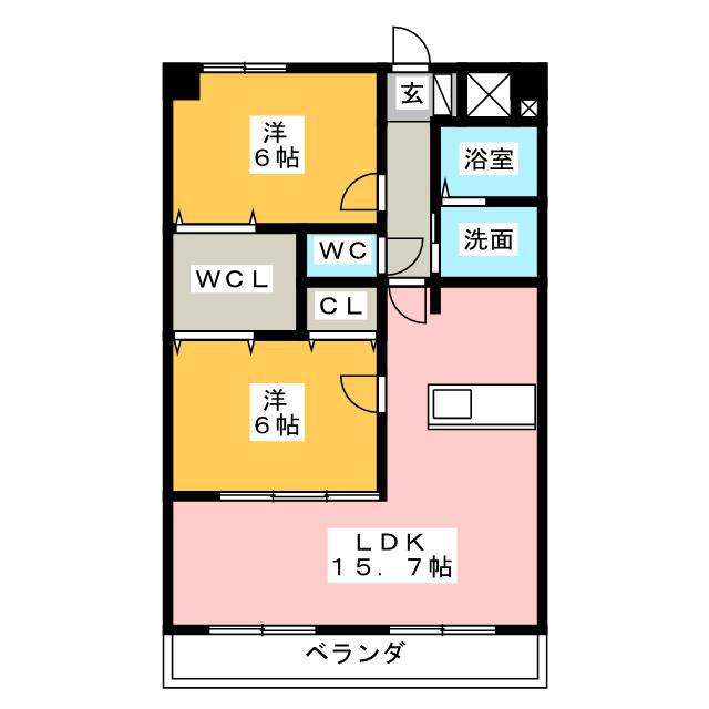 ルネスブランシェ(2LDK/3階)の間取り写真