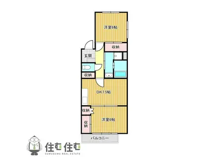 日之出丸太コーポII(2DK/1階)の間取り写真