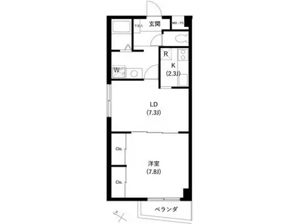 S A N S E Z O N I(1LDK/3階)の間取り写真