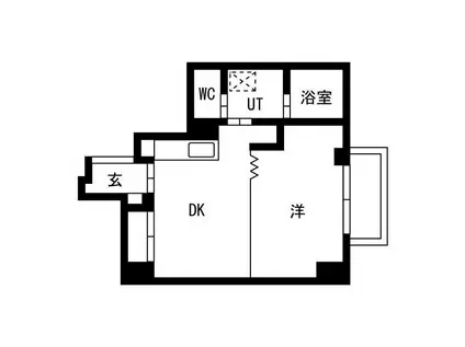 クレアシオン桑園II(1DK/7階)の間取り写真