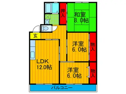 永村マンション(3LDK/3階)の間取り写真