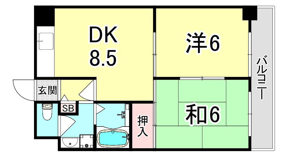 アンセルモ西明石(2DK/5階)の間取り写真
