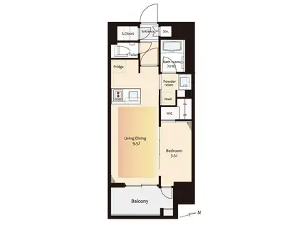 イニシア北千住レジデンス(1LDK/6階)の間取り写真