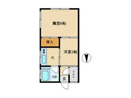 山岡荘(2K/1階)の間取り写真