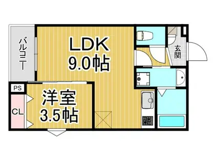シエーナ川西美園(1LDK/1階)の間取り写真
