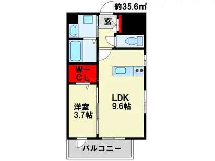 MID TERRACE(1LDK/6階)の間取り写真