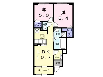 イースト メゾン(2LDK/1階)の間取り写真