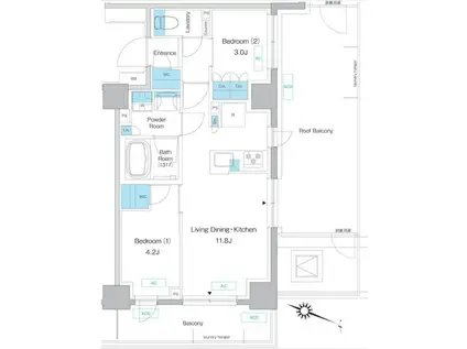 プレディアコート板橋(2LDK/9階)の間取り写真